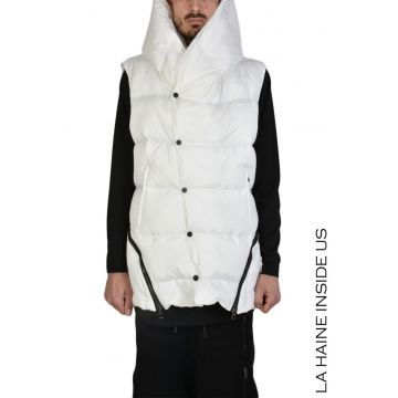 Vesta regular fit cu partile laterale detasabile - inchidere cu capse - Alb