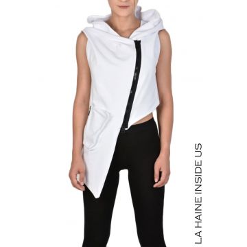 Vestă sport cu glugă asimetrică