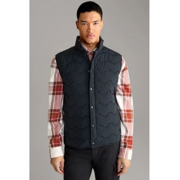 Vesta supradimensionata cu buzunare frontale si inchidere prin capse - Negru