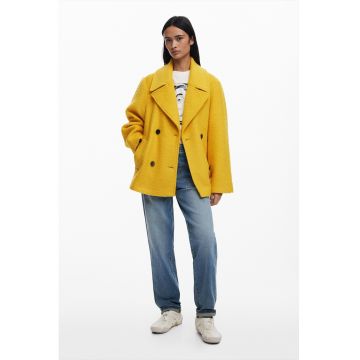 Palton din amestec de lana cu buzunare laterale