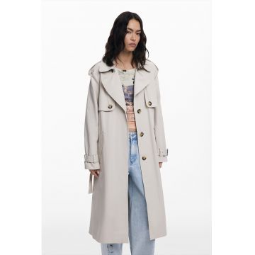 Trenci cu pliuri pe spate - Gri deschis