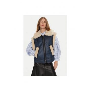 Vesta dama -  304135422 - Piele ecologica - Albastru