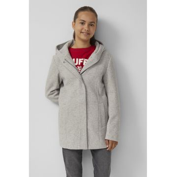 Palton cu fermoar si gluga - Grej