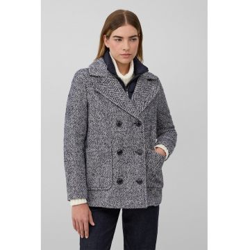 Palton cu revere decupate si doua randuri de nasturi - Alb/Negru