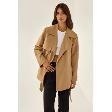 Palton dama  versatil - bej - textil