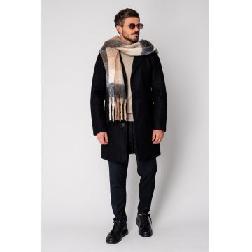 Palton lung cu nasturi Black 18847