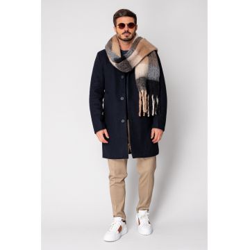 Palton lung cu nasturi Navy 18852