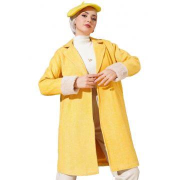 Palton pentru dama - HiCCUP - Galben - Lana/Acril