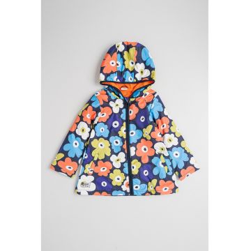 Pelerina de ploaie cu design floral si fermoar - Rosu/Verde/Violet