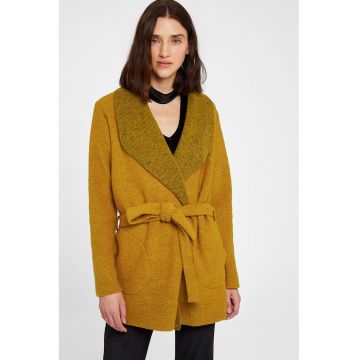 Cardigan din amestec de lana cu un cordon in talie