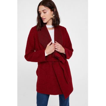 Cardigan din amestec de lana cu un cordon in talie