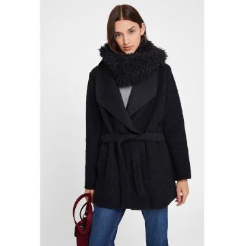 Cardigan din amestec de lana cu un cordon in talie