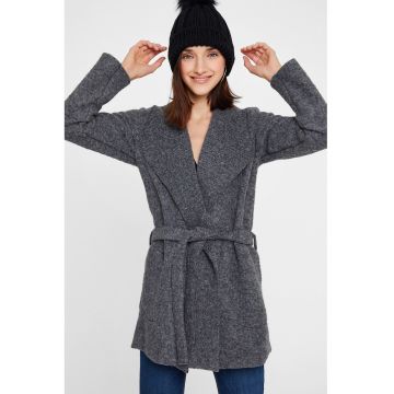 Cardigan din amestec de lana cu un cordon in talie