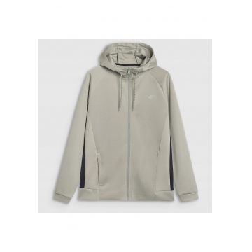 Hanorac de Antrenament Barbati  cu Gluga Reglabila si Fermoar - Tehnologie 4FDry - Olive Moss Yellow - Marimi S-3XL - Poliester Elastic - Croiala Regulara - Multi Active - SS25