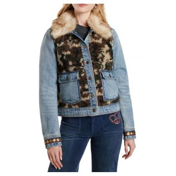 Jacheta din denim cu insertii camuflaj Wild Glam - Jacheta din denim cu insertii camuflaj Wild Glam -
