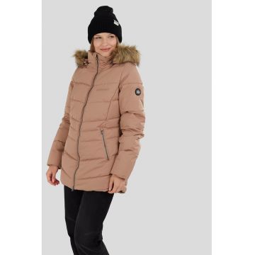 Geaca cu guler cu blana sintetica si gluga Prue