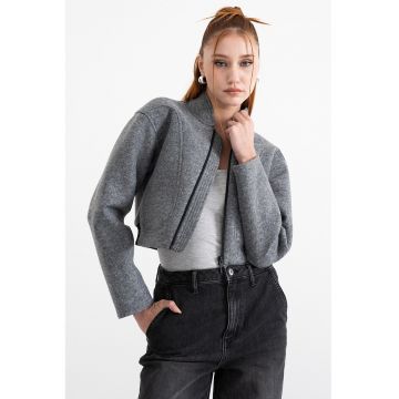 Jacheta crop din amestec de lana Jacheta crop din amestec de lana