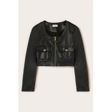 Jacheta crop din piele ecologica