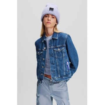 Jacheta de denim din bumbac organic cu buzunar pe piept