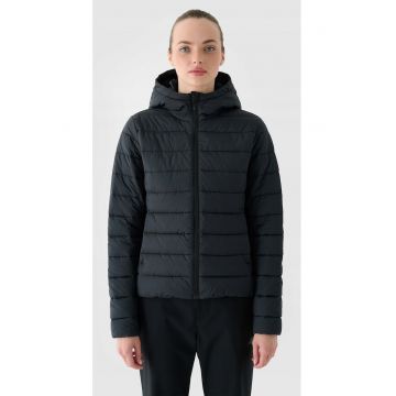 Jacheta de puf  pentru femei - neagra - umplutura din puf sintetic reciclat - gluga - design usor Jacheta de puf  pentru femei - neagra - umplutura din puf sintetic reciclat - gluga - design usor