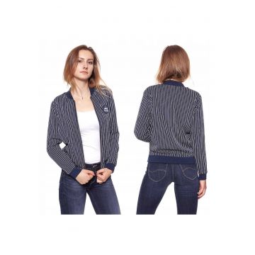 Jacheta De Tranzitie -  Stripes Bomber - Croiala Regulara - Fermoar - 100% Vascoza - 1 Buzunar Pe Piept - XS - Alb - 1 Bucata