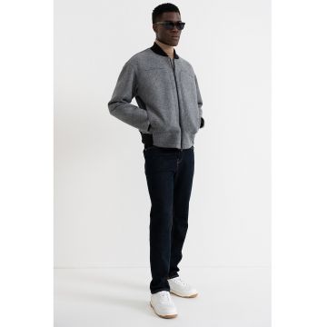 Jacheta din amestec de lana cu fermoar