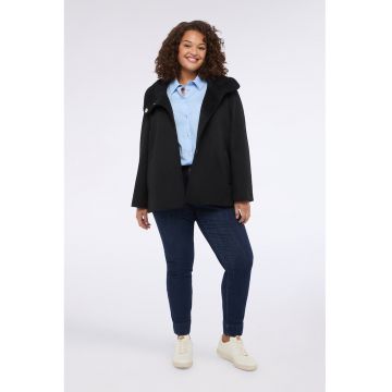 Oltre - Palton uni din amestec de lana cu guler inalt - Negru