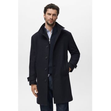 Palton din amestec de lana cu inchidere cu cordon