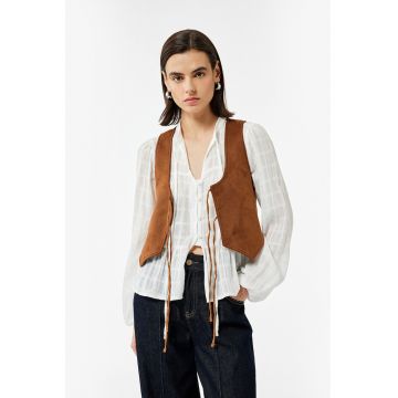 Vesta din piele intoarsa ecologica cu inchidere cu snururi