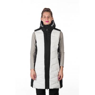 Vesta lunga cu gluga pentru schi Betty - Alb/Negru