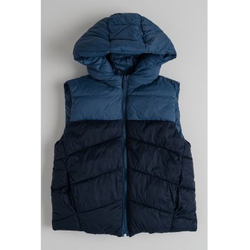 Vesta reversibila cu gluga - Albastru ultramarin/Bleumarin