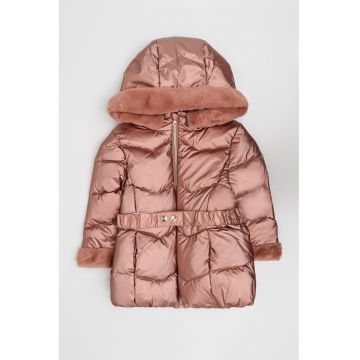 Geaca cu garnituri de blana sintetica si gluga