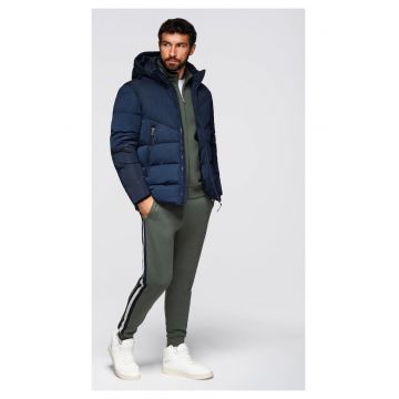 Geacă cu matlasare asimetrică și glugă  OM-JAHP-0304