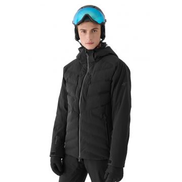 Geaca de schi pentru barbati  impermeabila - cu gluga detasabila - neagra - material elastic -