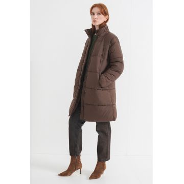 Geaca lunga cu vatelina si guler