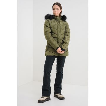 Geaca matlasata cu garnitura de blana sintetica Augustine