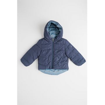 Geaca reversibila cu gluga si model floral Geaca reversibila cu gluga si model floral