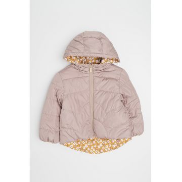 Geaca reversibila cu gluga si model floral Geaca reversibila cu gluga si model floral