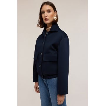 Jacheta-camasa bomber cu buzunare frontale si nasturi