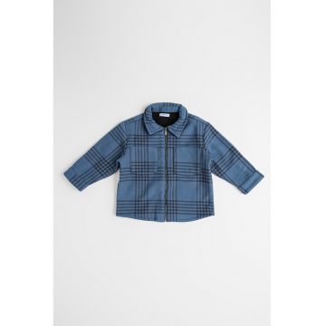 Jacheta-camasa in carouri cu fermoar - Bleumarin