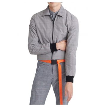 Jacheta cu imprimeu si buzunare oblice -