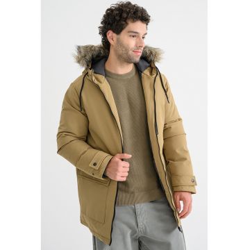 Jacheta parka cu blana sintetica si gluga Jacheta parka cu blana sintetica si gluga