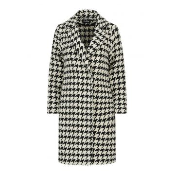 Palton din amestec de lana cu imprimeu