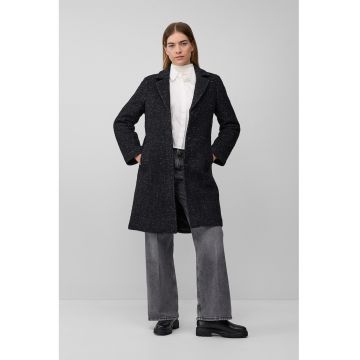 Palton lung cu buzunare - Negru/Alb murdar