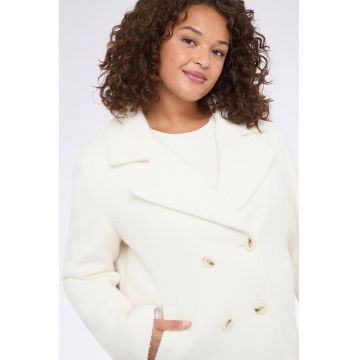 Palton scurt cu doua randuri de nasturi - Alb optic