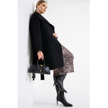 Palton supradimensionat cu model uni - Negru