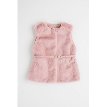 Vesta de blana sintetica cu o curea