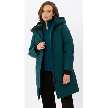 Geaca de iarna impermeabila lunga - dama - cu gluga - fermoar bidirectional -  J-Isla - turcoaz Geaca de iarna impermeabila lunga - dama - cu gluga - fermoar bidirectional -  J-Isla - turcoaz