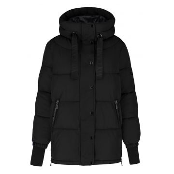 Geaca de iarna matlasata cu gluga - dama - fermoar bidirectional -  J-Blis - Neagra