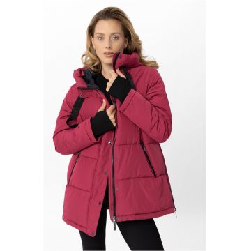 Geaca de iarna matlasata cu gluga - dama - fermoar bidirectional -  J-Blis - Roz